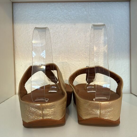 Fitflop Roka Womens Embellished Gold Thong Platform Summer Comfort Sandals - Picture 3 of 12